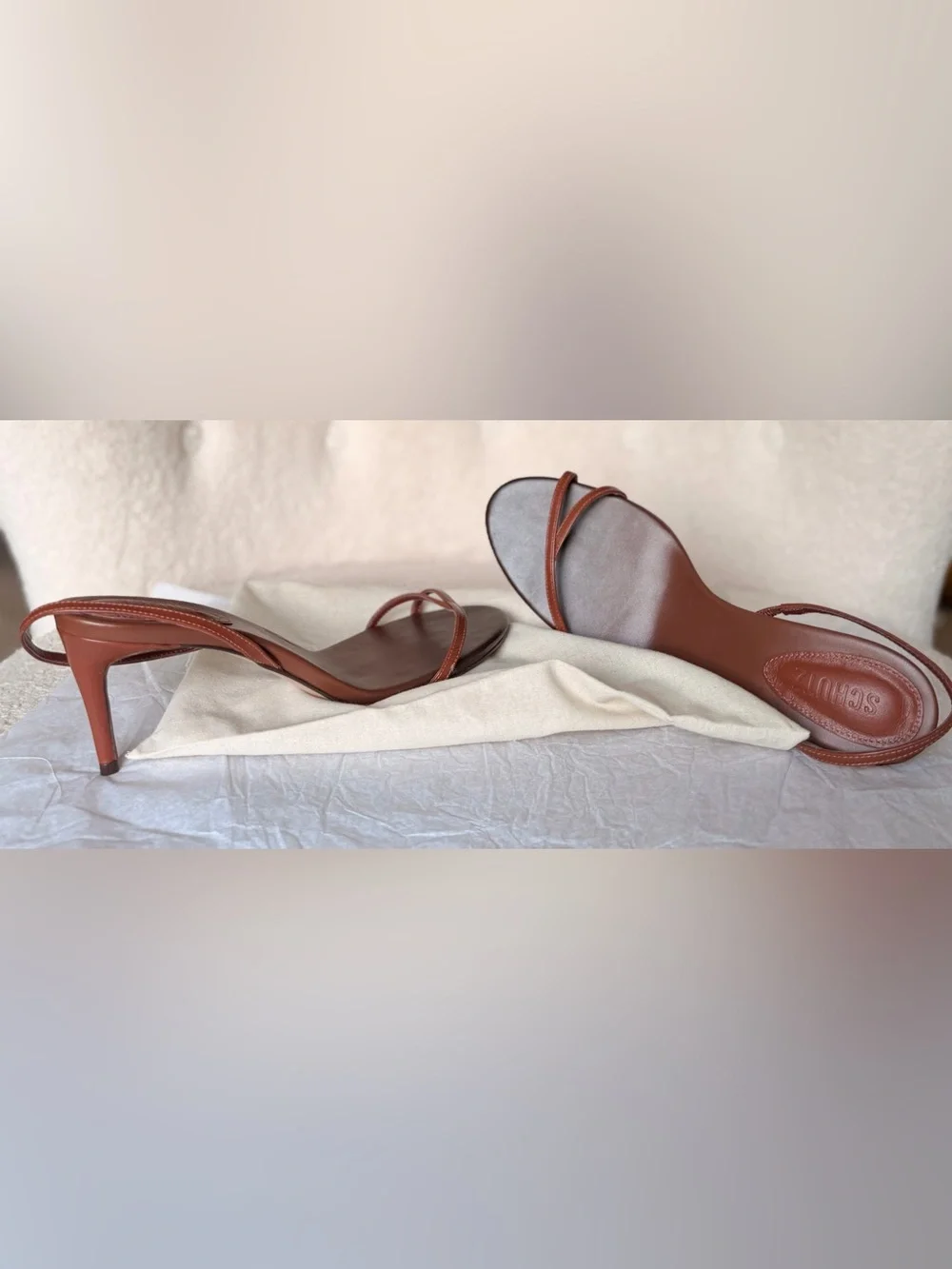 Zara Brown Leather Strappy Slide Sandals - Picture 4 of 7